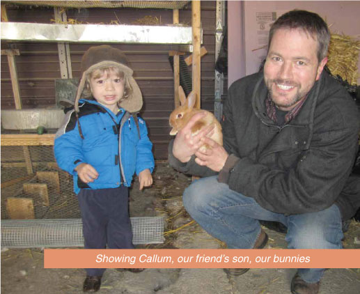 Showing Callum, our friends son, our bunnies
